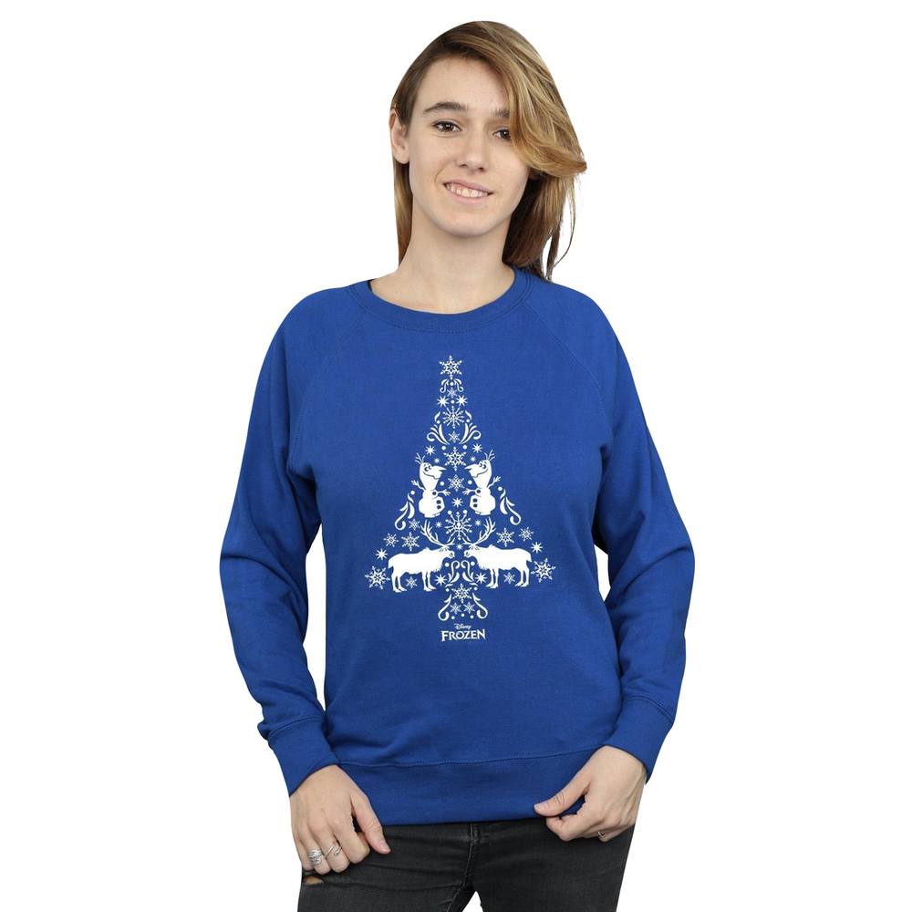 Disney Frozen Christmas Tree Sweatshirt In Blue Disney Frozen Christmas Tree Sweatshirt In Blue