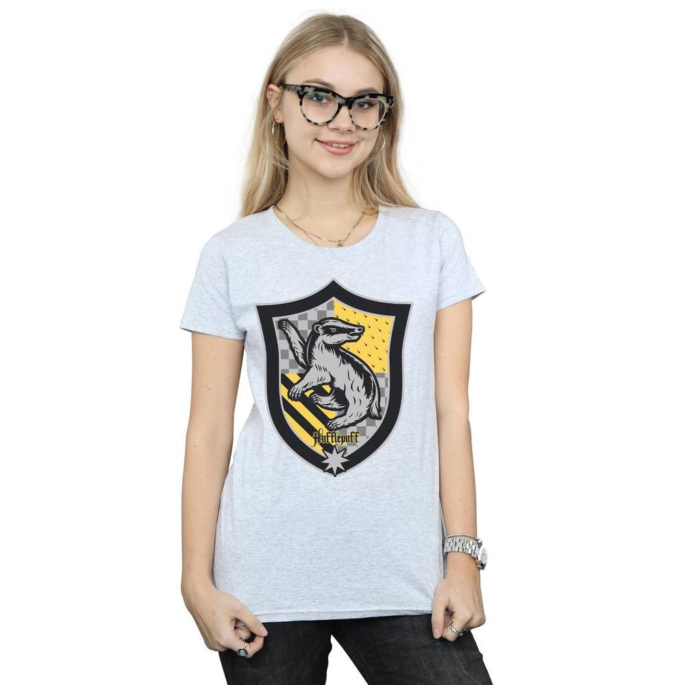 Harry Potter Hufflepuff Crest Flat Cotton Shirt In Grey Harry Potter Hufflepuff Crest Flat Cotton Shirt In Grey