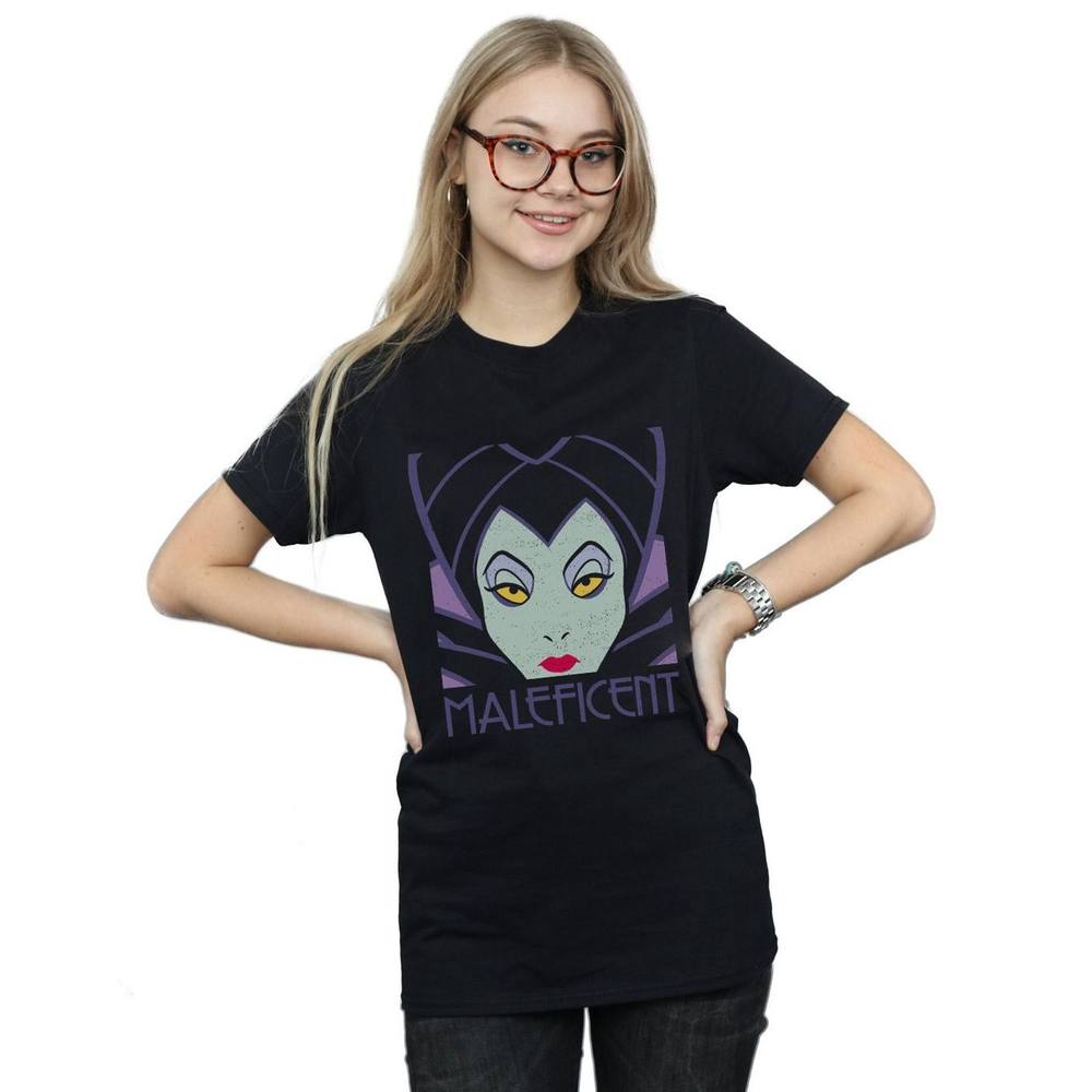 Disney Maleficent Cropped Head Cotton Boyfriend Shirt In Black Disney Maleficent Cropped Head Cotton Boyfriend Shirt In Black