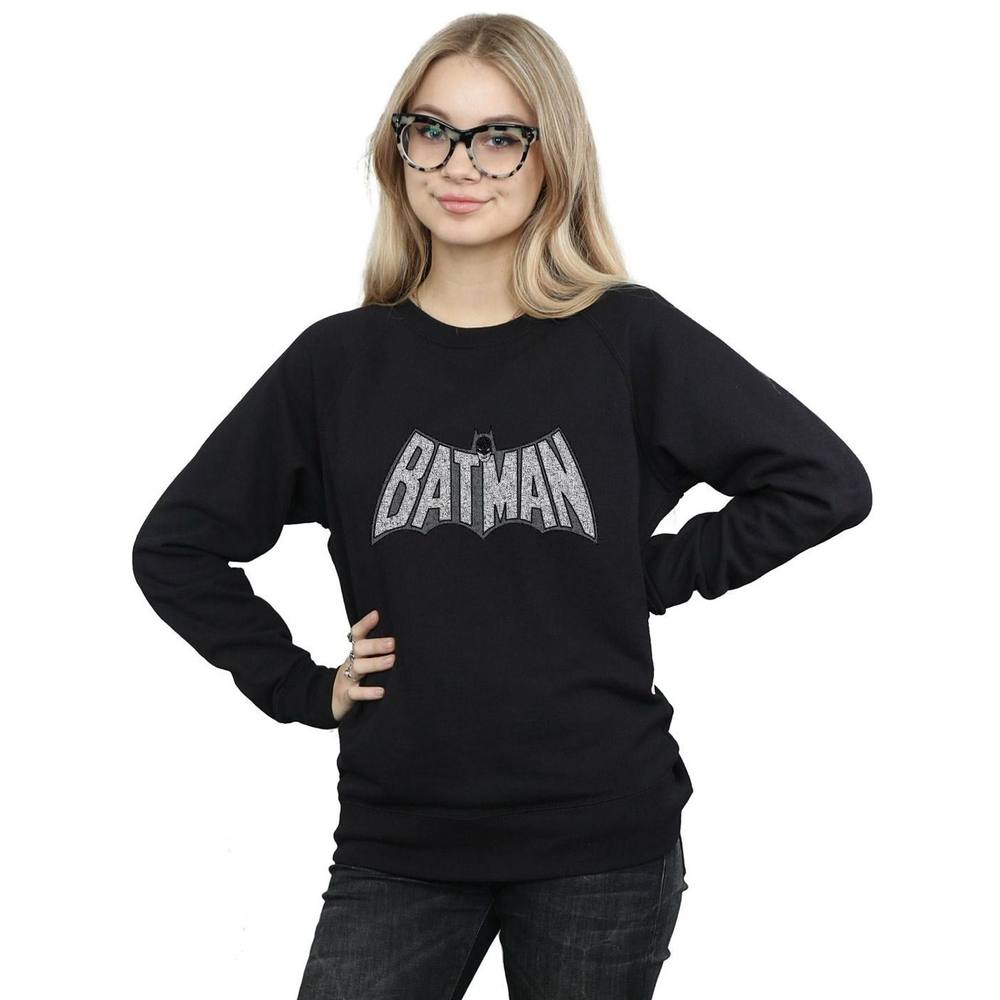 Dc Comics Batman Retro Crackle Logo Sweatshirt In Black Dc Comics Batman Retro Crackle Logo Sweatshirt In Black