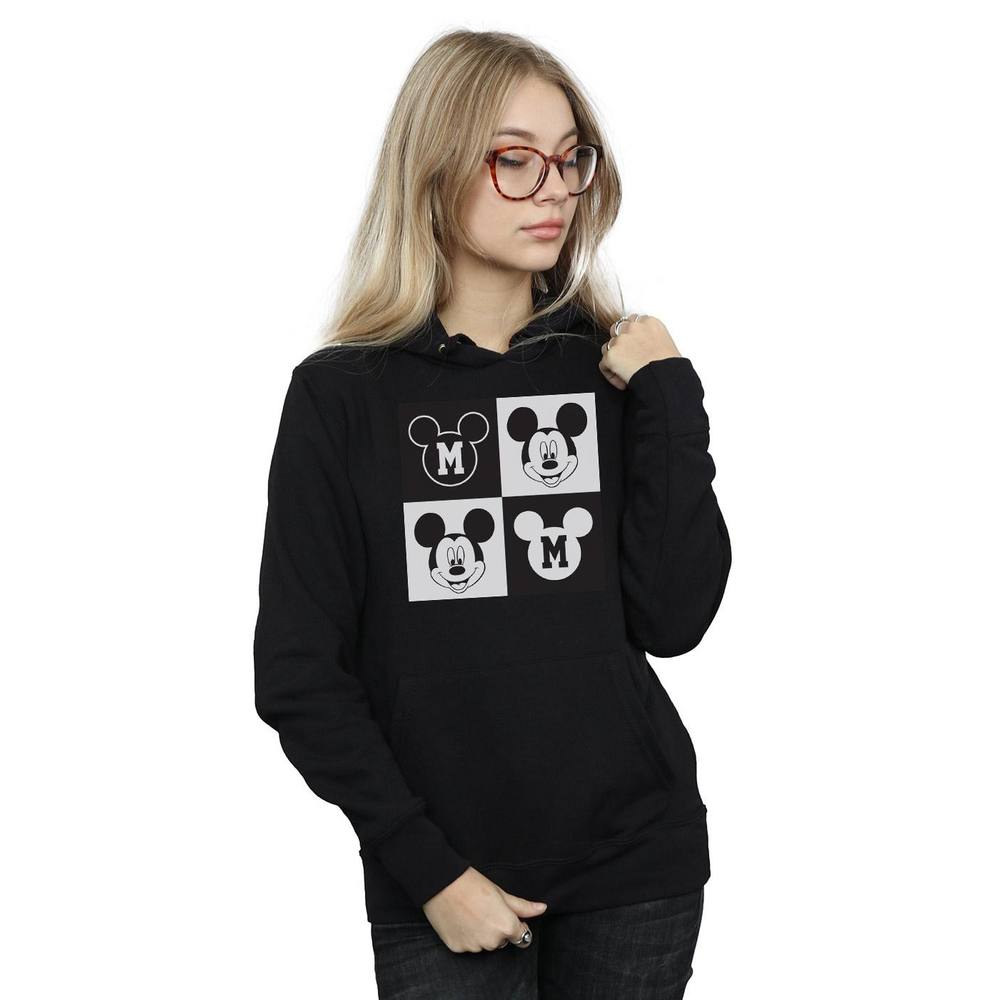 Disney Mickey Mouse Smiling Squares Hoodie In Black Disney Mickey Mouse Smiling Squares Hoodie In Black
