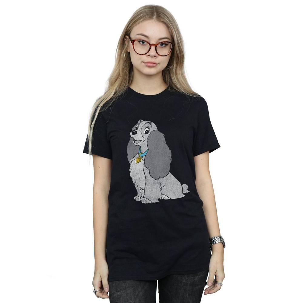Disney Lady And The Tramp Classic Lady Cotton Boyfriend Shirt In Black Disney Lady And The Tramp Classic Lady Cotton Boyfriend Shirt In Black