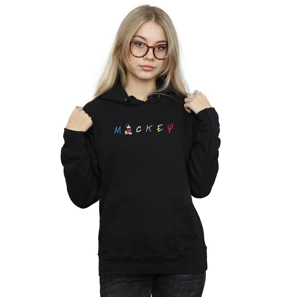 Disney Mickey Mouse Wording Logo Hoodie In Black Disney Mickey Mouse Wording Logo Hoodie In Black