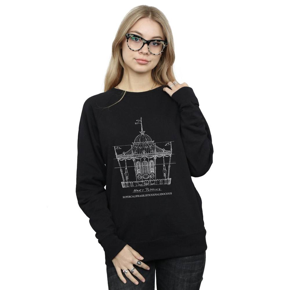 Disney Mary Poppins Carousel Sketch Sweatshirt In Black Disney Mary Poppins Carousel Sketch Sweatshirt In Black