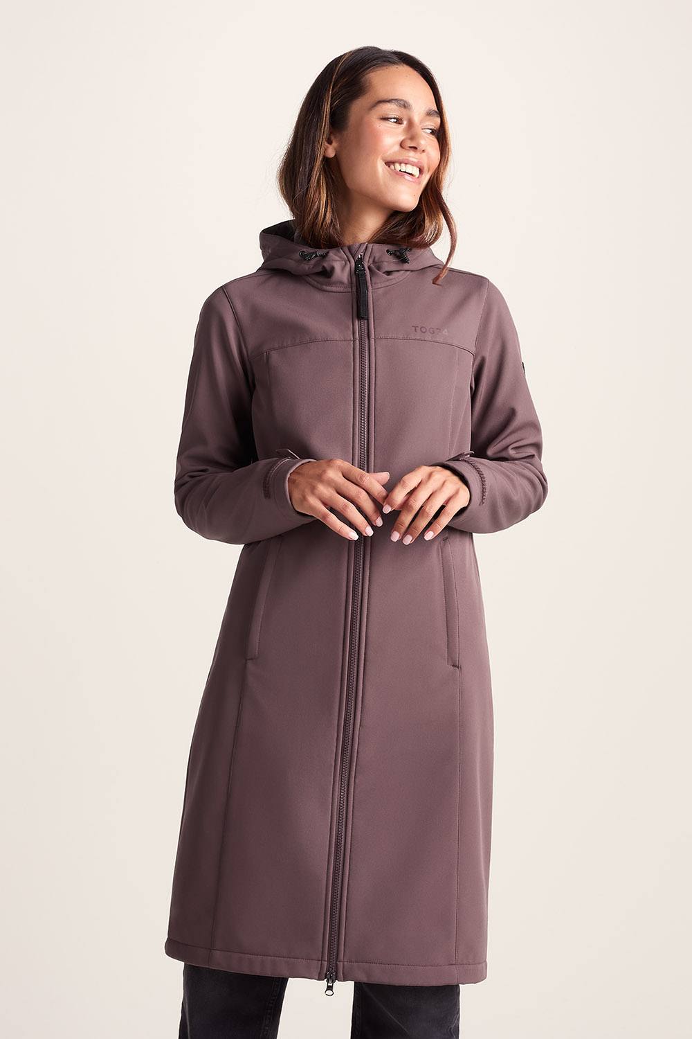 Tog ‘marina’ Softshell Long Jacket In Dark Mauve Tog ‘marina’ Softshell Long Jacket In Dark Mauve