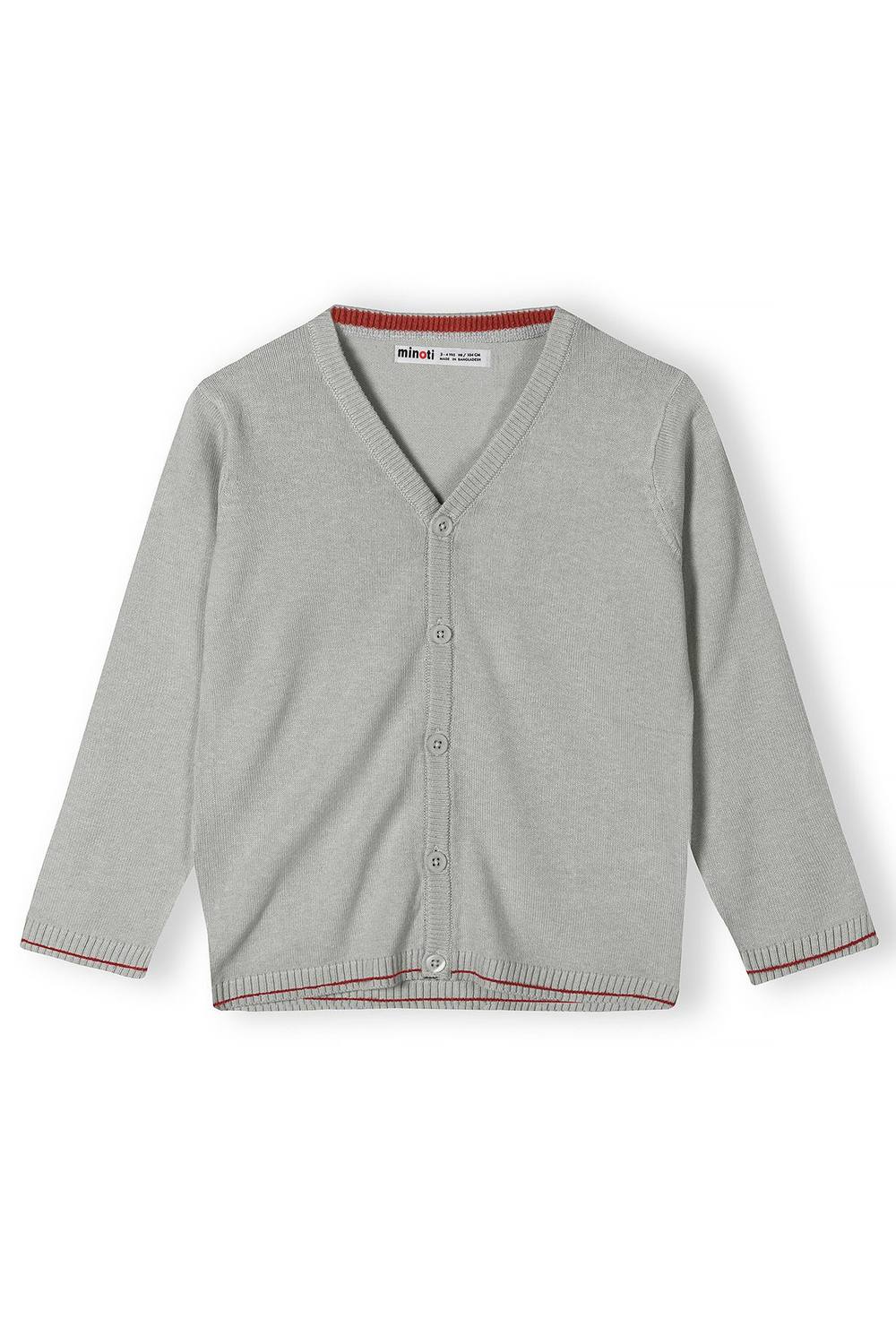 Minoti Button Through Knitted Cardigan In Light Grey Minoti Button Through Knitted Cardigan In Light Grey