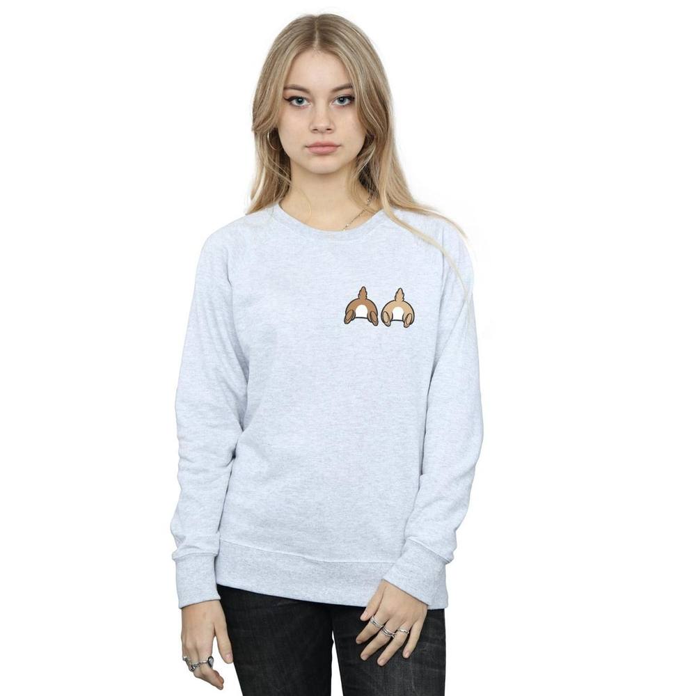 Disney Chip N Dale Backside Breast Print Sweatshirt In Grey Disney Chip N Dale Backside Breast Print Sweatshirt In Grey