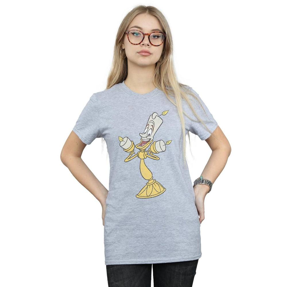 Disney Beauty And The Beast Lumiere Distressed Cotton Boyfriend Shirt In Grey Disney Beauty And The Beast Lumiere Distressed Cotton Boyfriend Shirt In Grey