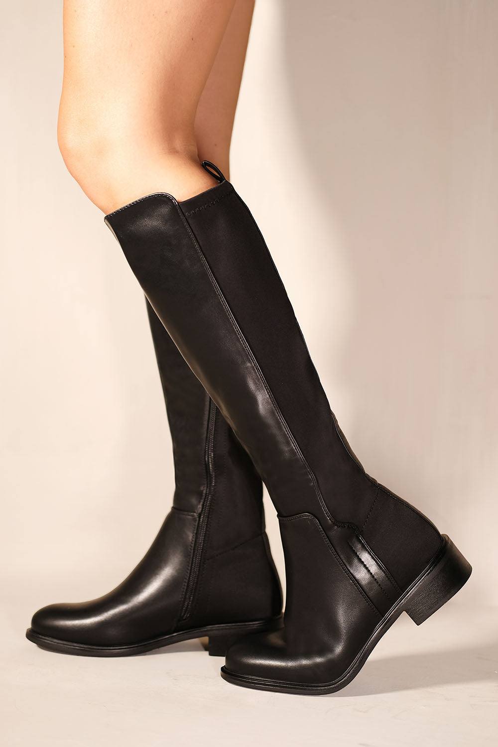 Where’s That From ‘parker’ Knee High Boots With Side Zip In Black Where’s That From ‘parker’ Knee High Boots With Side Zip In Black