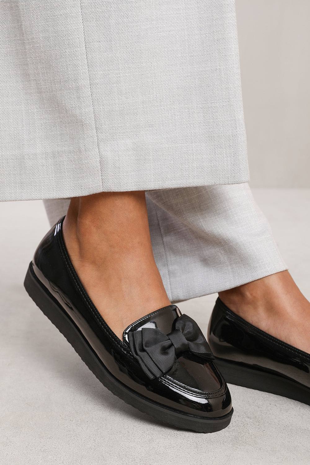Where’s That From ‘fionna’ Slip On Loafer Slider With Bow Detail In Black Where’s That From ‘fionna’ Slip On Loafer Slider With Bow Detail In Black