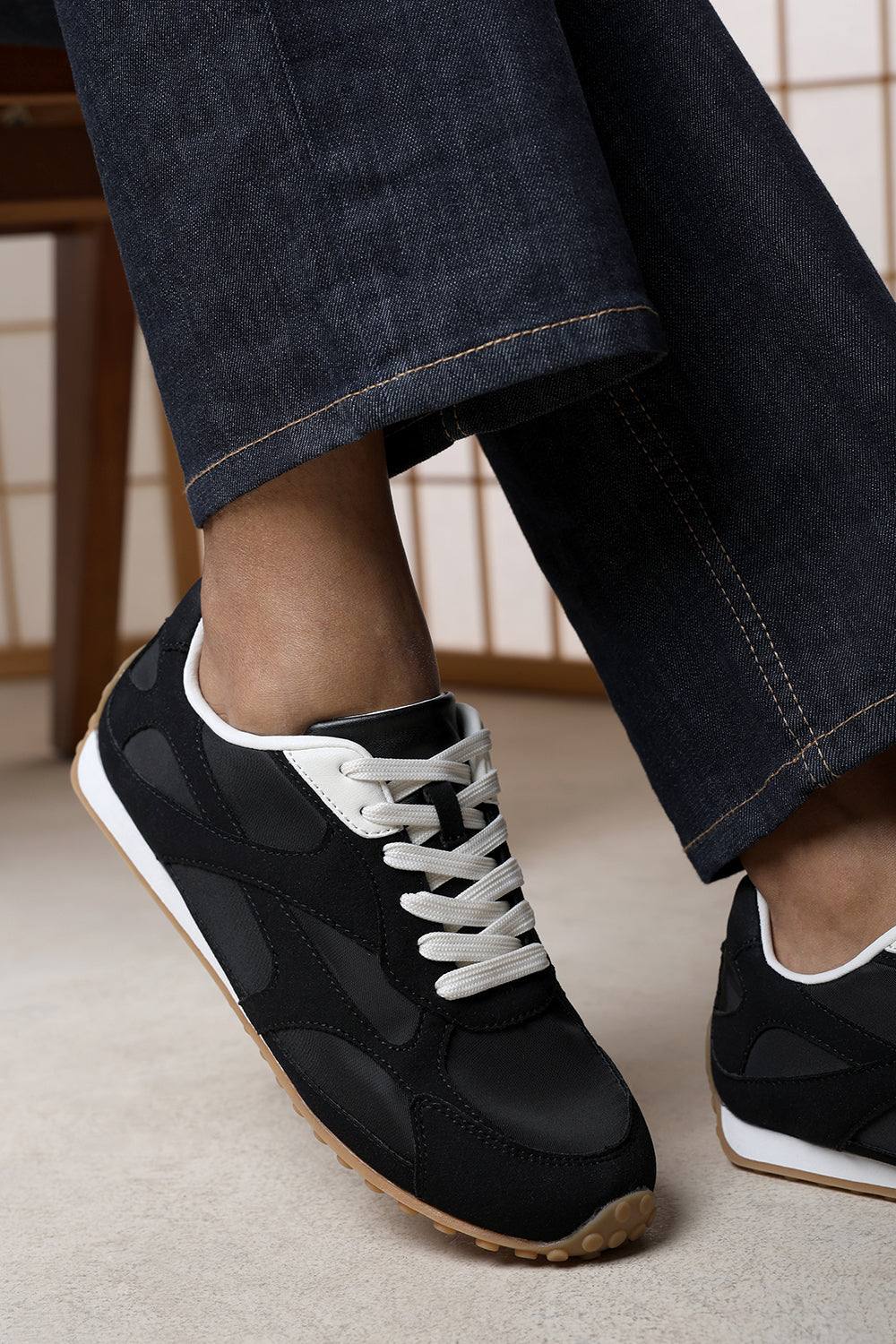 Where’s That From Marleigh Suede Retro Runner Trainer In Black Where’s That From Marleigh Suede Retro Runner Trainer In Black