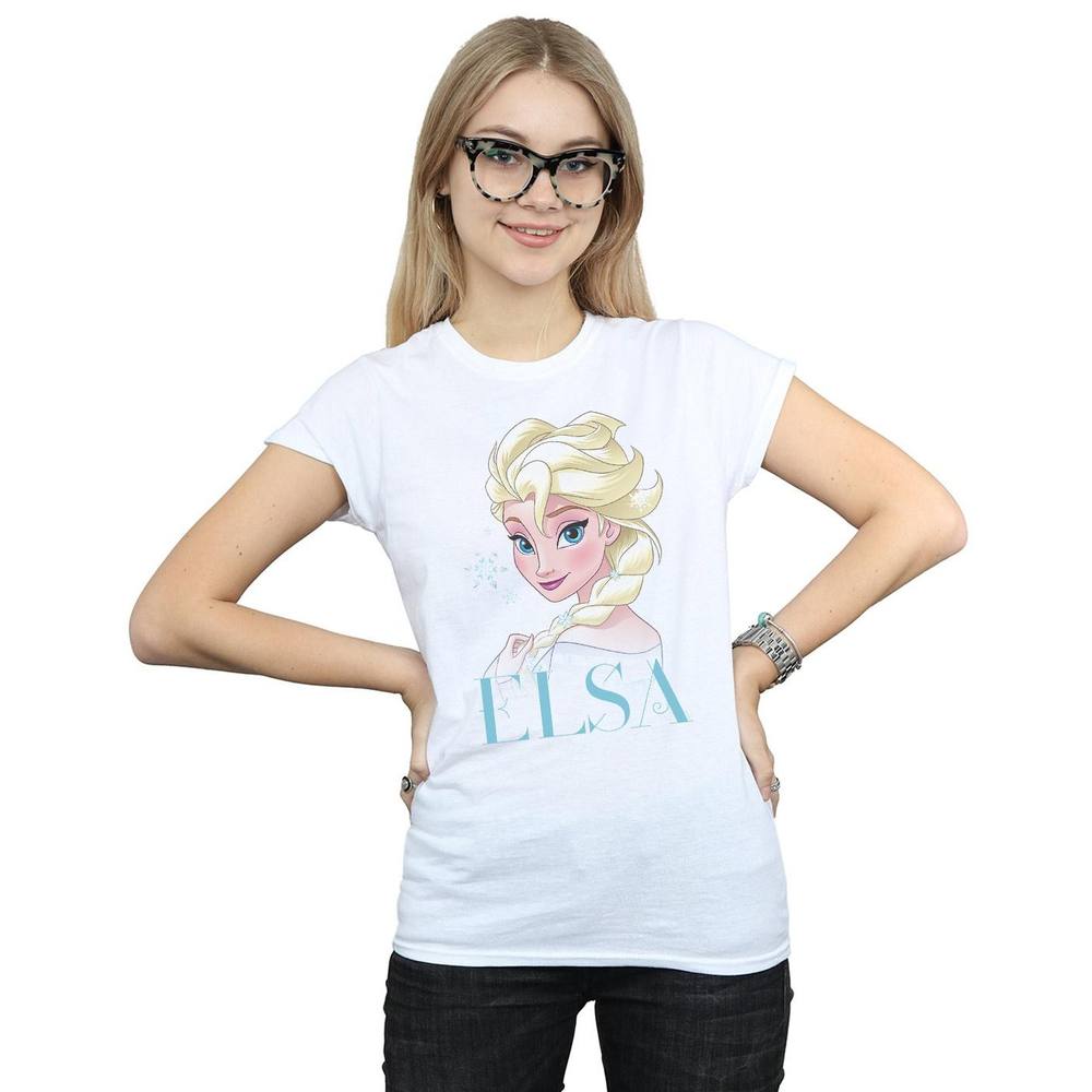Disney Frozen Elsa Snowflake Portrait Cotton Shirt In White Disney Frozen Elsa Snowflake Portrait Cotton Shirt In White
