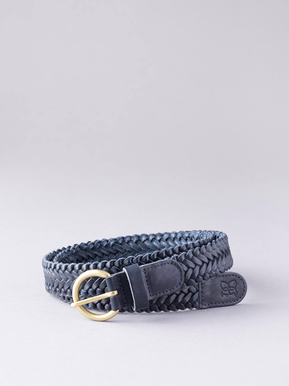 Lakeland Leather ‘waverton’ Leather Woven Belt In Navy Lakeland Leather ‘waverton’ Leather Woven Belt In Navy