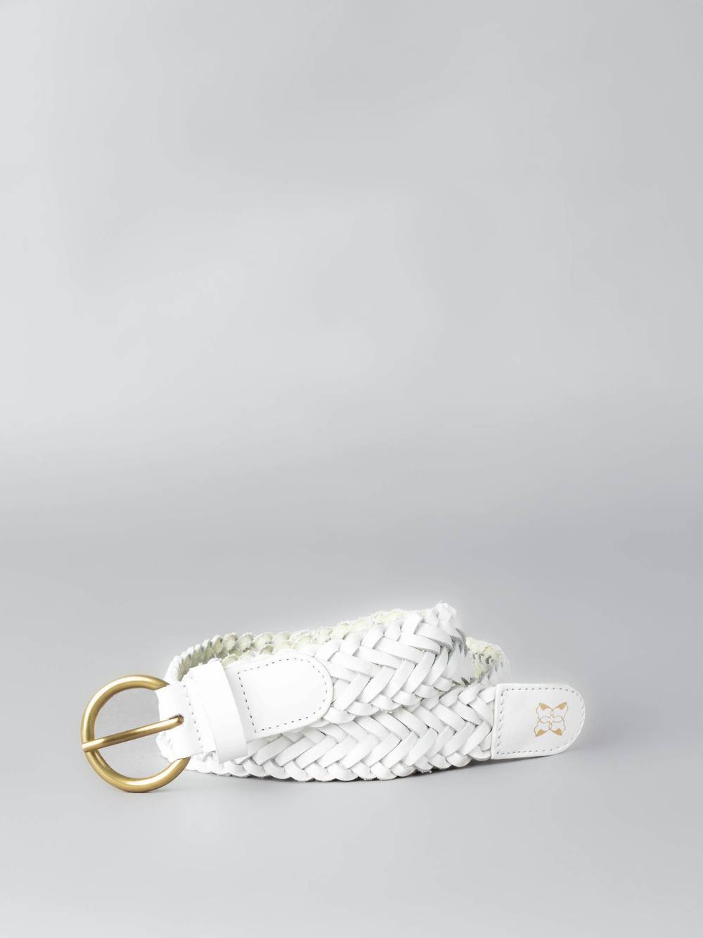 Lakeland Leather ‘waverton’ Leather Woven Belt In White