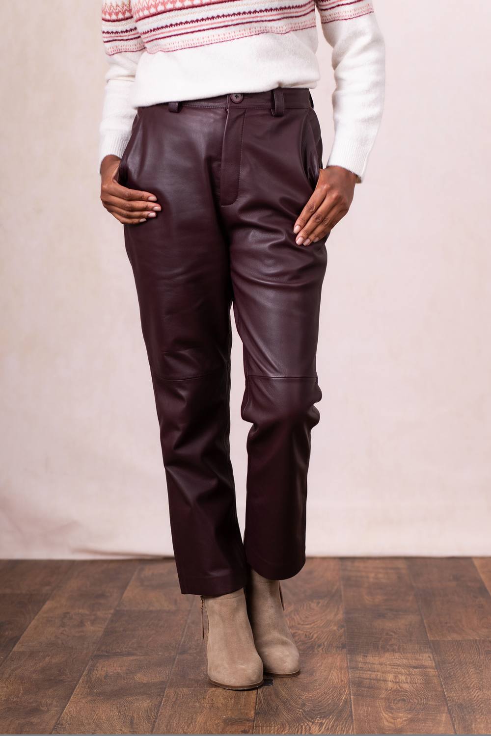 Lakeland Leather Leather Trousers In Burgundy Lakeland Leather Leather Trousers In Burgundy