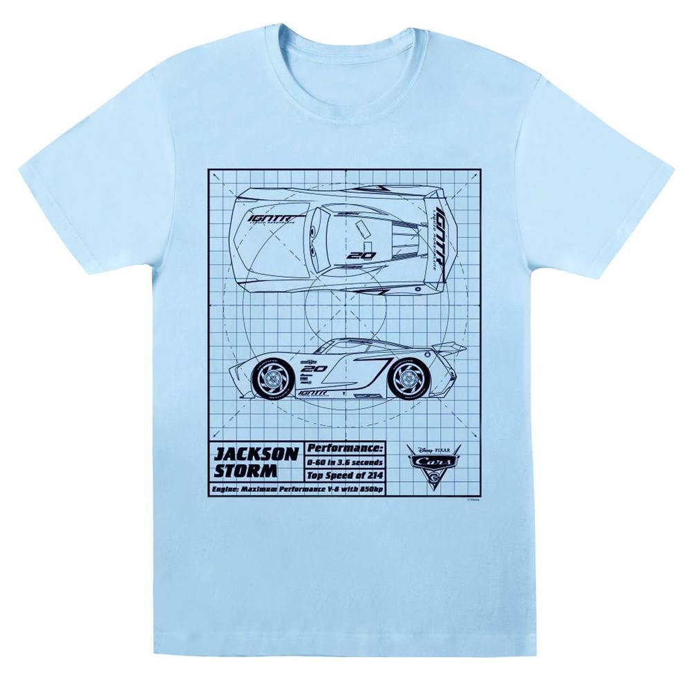 Disney Cars Jackson Storm Blueprint Cotton Boyfriend Shirt In Baby Blue Disney Cars Jackson Storm Blueprint Cotton Boyfriend Shirt In Baby Blue