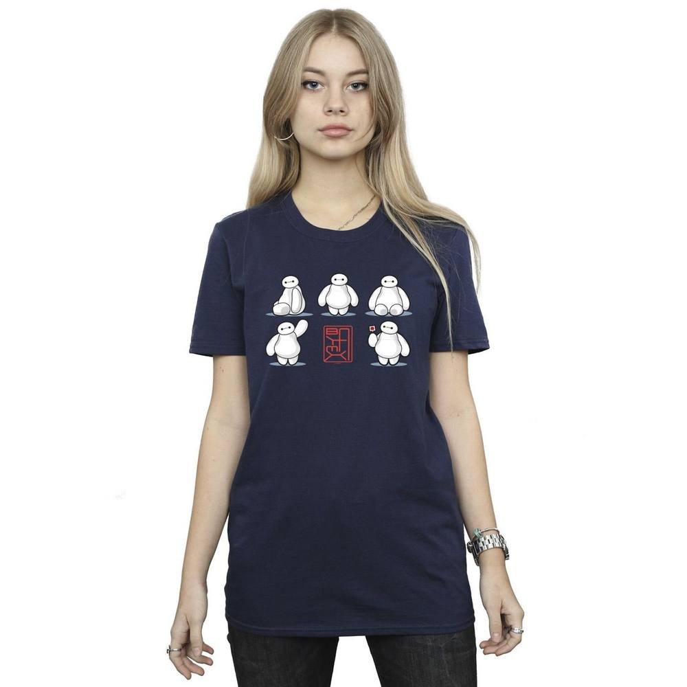 Disney Big Hero Baymax Many Poses Cotton Boyfriend Shirt In Navy Disney Big Hero Baymax Many Poses Cotton Boyfriend Shirt In Navy