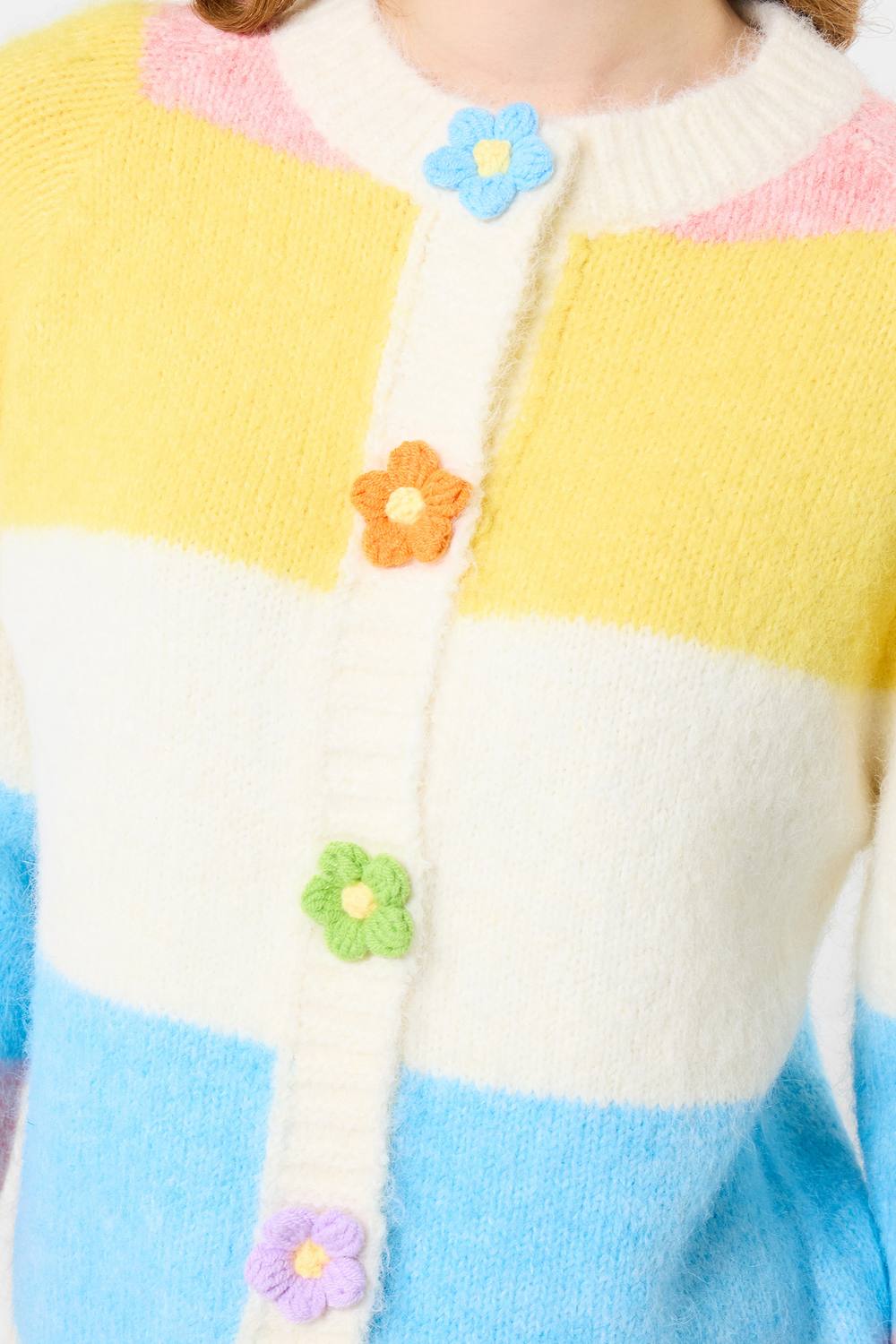 Joe Browns Stripe Flower Popper Button Cardigan Joe Browns Stripe Flower Popper Button Cardigan