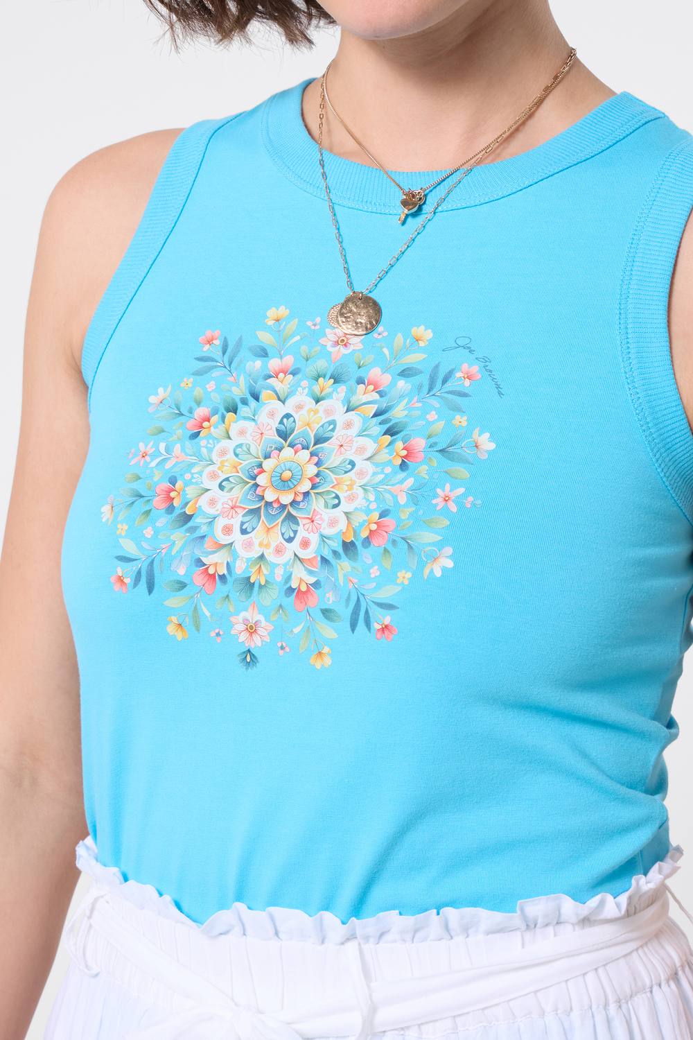 Joe Browns Graphic Jersey Vest With Floral Mandala Print In Blue Joe Browns Graphic Jersey Vest With Floral Mandala Print In Blue