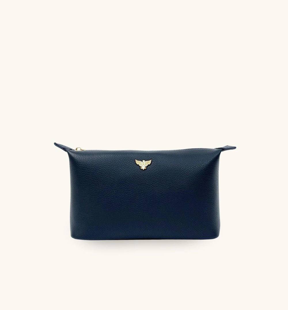 Apatchy London Medium Leather Navy Beauty Bag Apatchy London Medium Leather Navy Beauty Bag