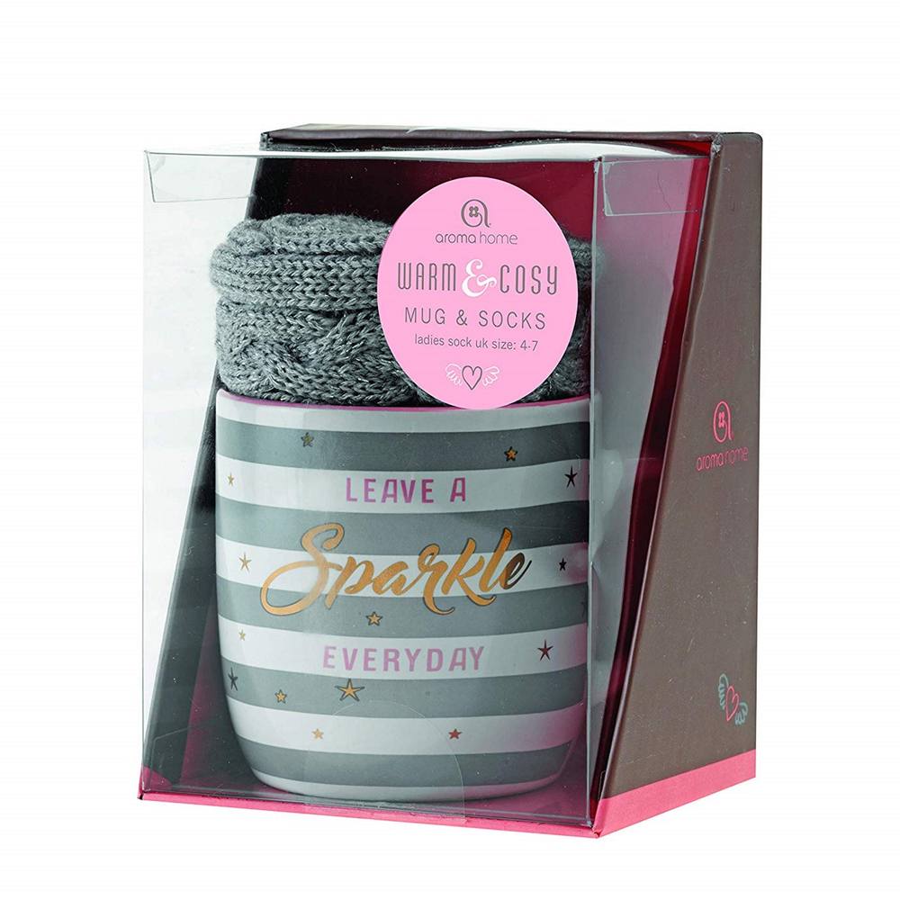Aroma Home Warm & Cosy Leave A Sparkle Everday Mug & Socks Gift Set Aroma Home Warm & Cosy Leave A Sparkle Everday Mug & Socks Gift Set