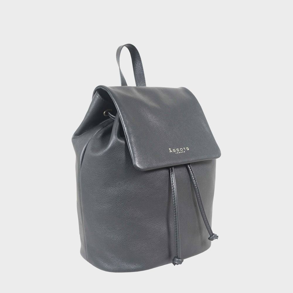 Assots London Grace’ Full Grain Leather Flap-Over Backpack In Black