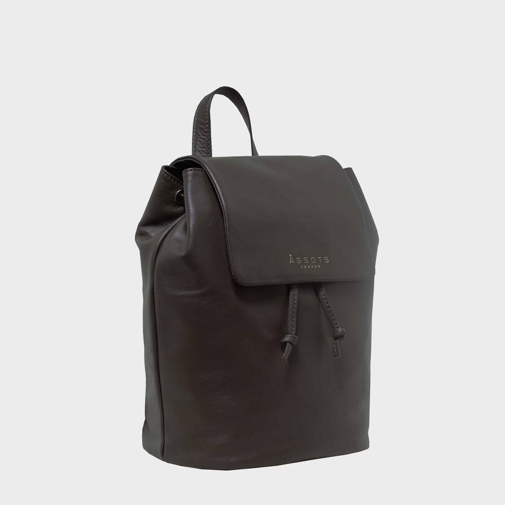 Assots London Grace’ Full Grain Leather Flap-Over Backpack In Light Brown Assots London Grace’ Full Grain Leather Flap-Over Backpack In Light Brown