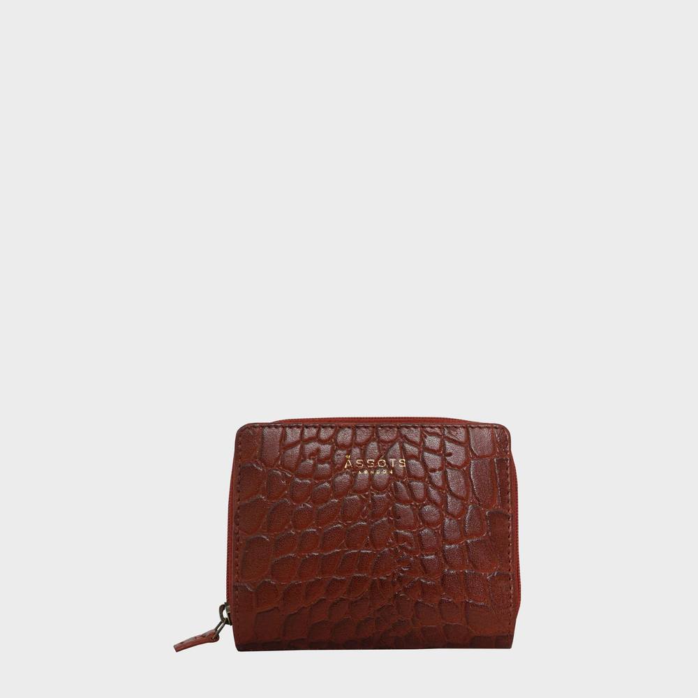Assots London ‘jolly’ Croc Real Leather Designer Zip-Top Wallet Purse In Red Assots London ‘jolly’ Croc Real Leather Designer Zip-Top Wallet Purse In Red