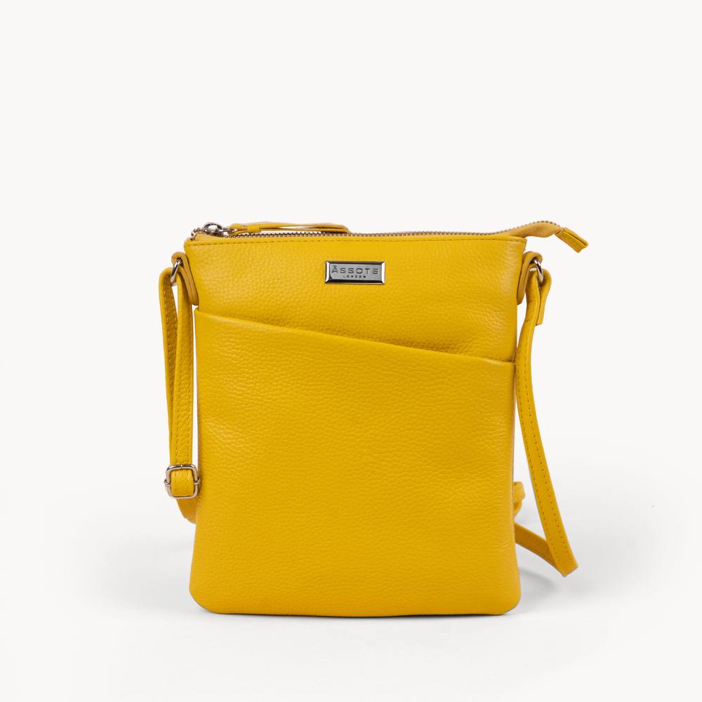 Assots London ‘linby’ Pebble Grain Leather Crossbody Sling Bag In Bright Yellow Assots London ‘linby’ Pebble Grain Leather Crossbody Sling Bag In Bright Yellow