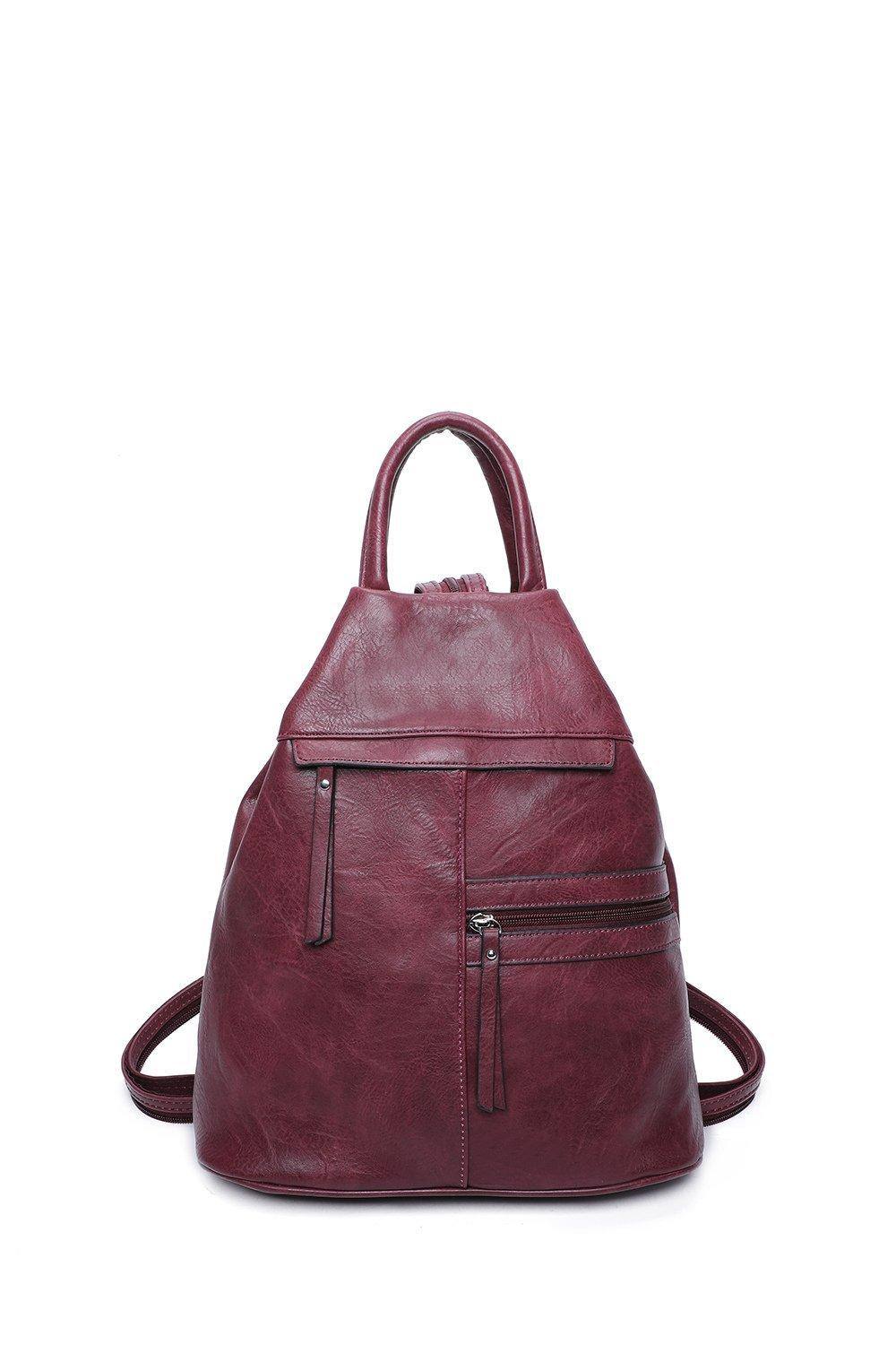 Fontanella Fashion Lira Pu Convertible Backpack In Burgundy Fontanella Fashion Lira Pu Convertible Backpack In Burgundy