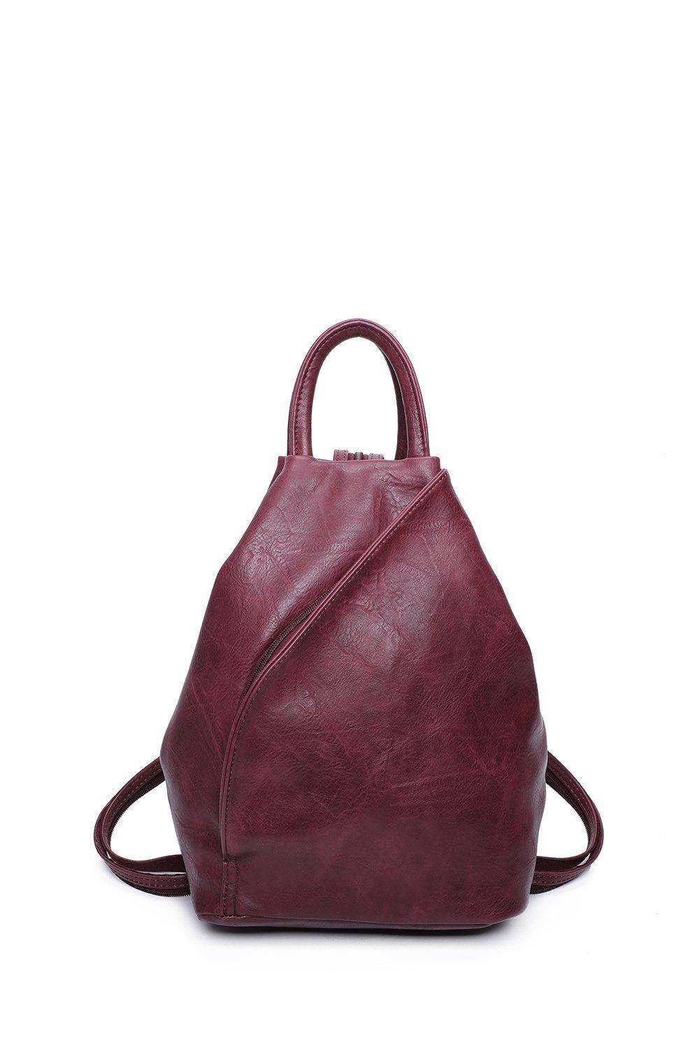Fontanella Fashion Kira Pu Convertible Backpack In Burgundy Fontanella Fashion Kira Pu Convertible Backpack In Burgundy