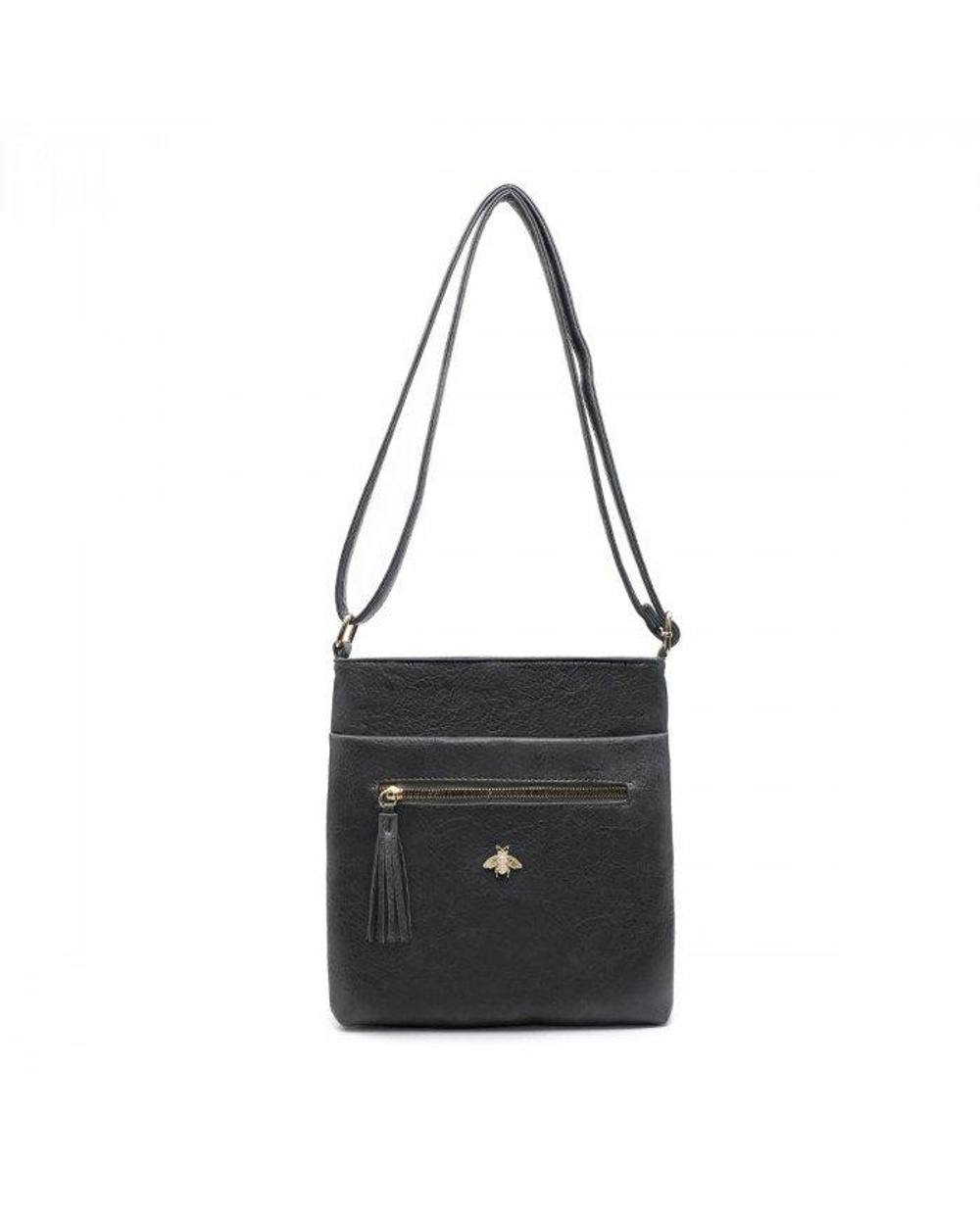 Jfy Tassel Bee Badge Messenger Bag Cross Body Bag In Grey Jfy Tassel Bee Badge Messenger Bag Cross Body Bag In Grey