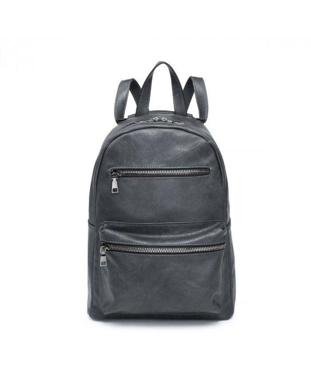 Jfy Zipped Front Pockets Backpack In Grey Jfy Zipped Front Pockets Backpack In Grey