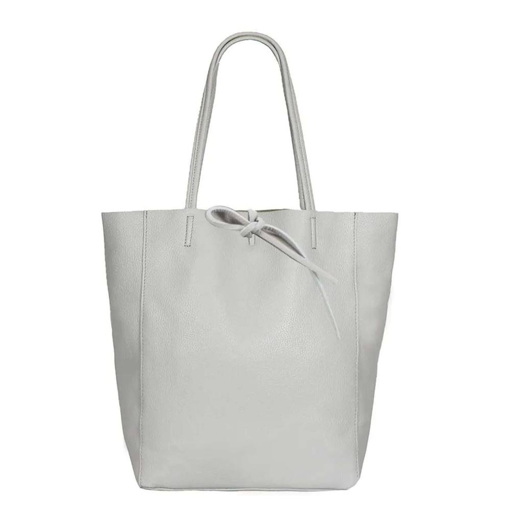 Kitise Large Genuine Italian Soft Leather Tie Closure Tote Bag In Dark Grey Kitise Large Genuine Italian Soft Leather Tie Closure Tote Bag In Dark Grey