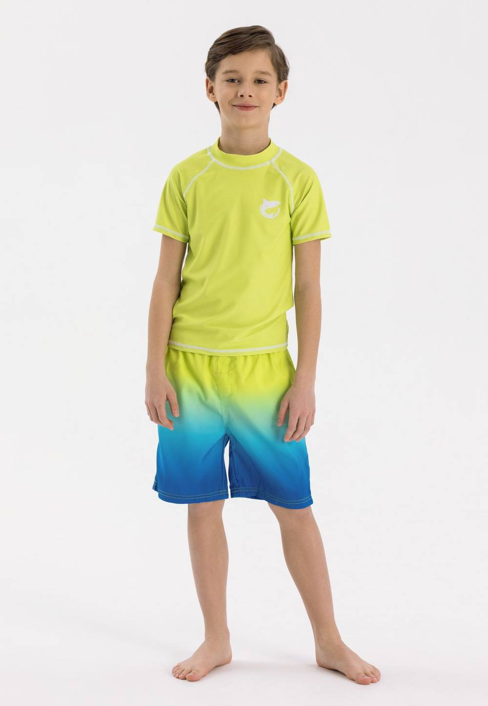 Minoti -Piece Swim Set With Rashguard Top And Swim Shorts In Light Green Minoti -Piece Swim Set With Rashguard Top And Swim Shorts In Light Green