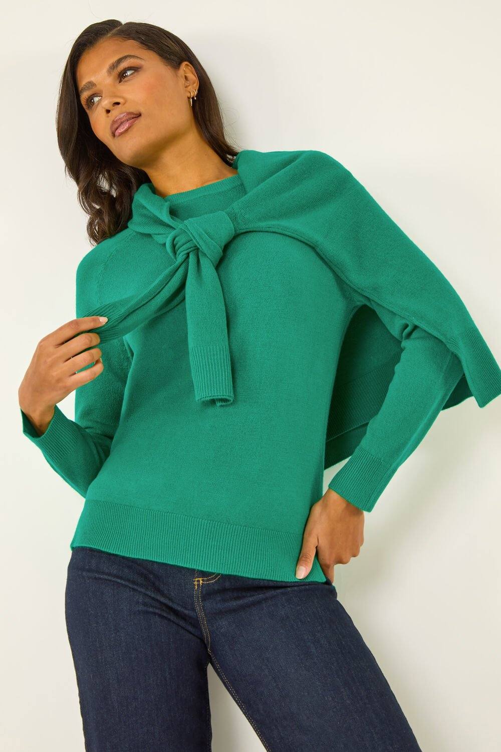 Roman Plain Soft Crew Neck Jumper In Green Roman Plain Soft Crew Neck Jumper In Green