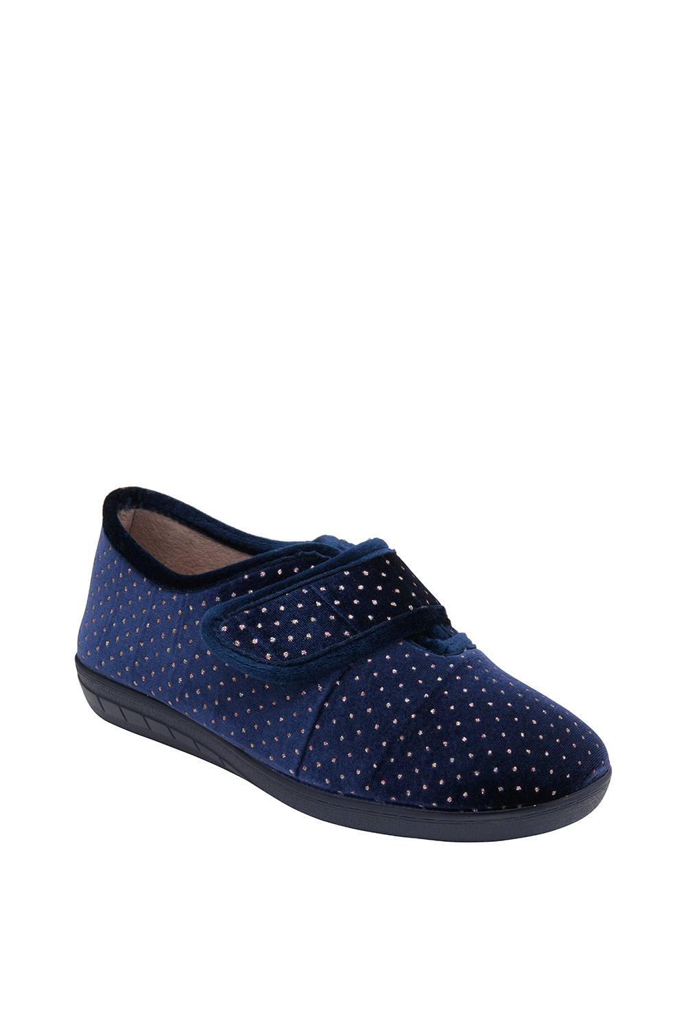 Lotus ‘janet’ Textile Full Slippers In Navy Lotus ‘janet’ Textile Full Slippers In Navy
