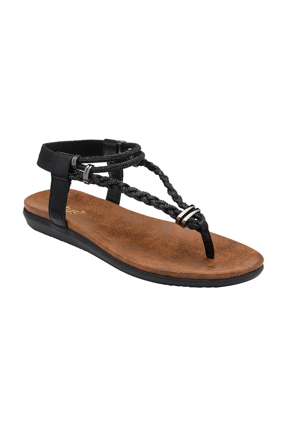 Lotus ‘sol’ Flat Toe-Post Sandals In Black Lotus ‘sol’ Flat Toe-Post Sandals In Black