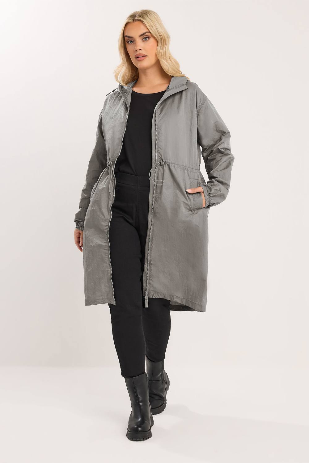Yours Lightweight Longline Parka Jacket In Grey Yours Lightweight Longline Parka Jacket In Grey
