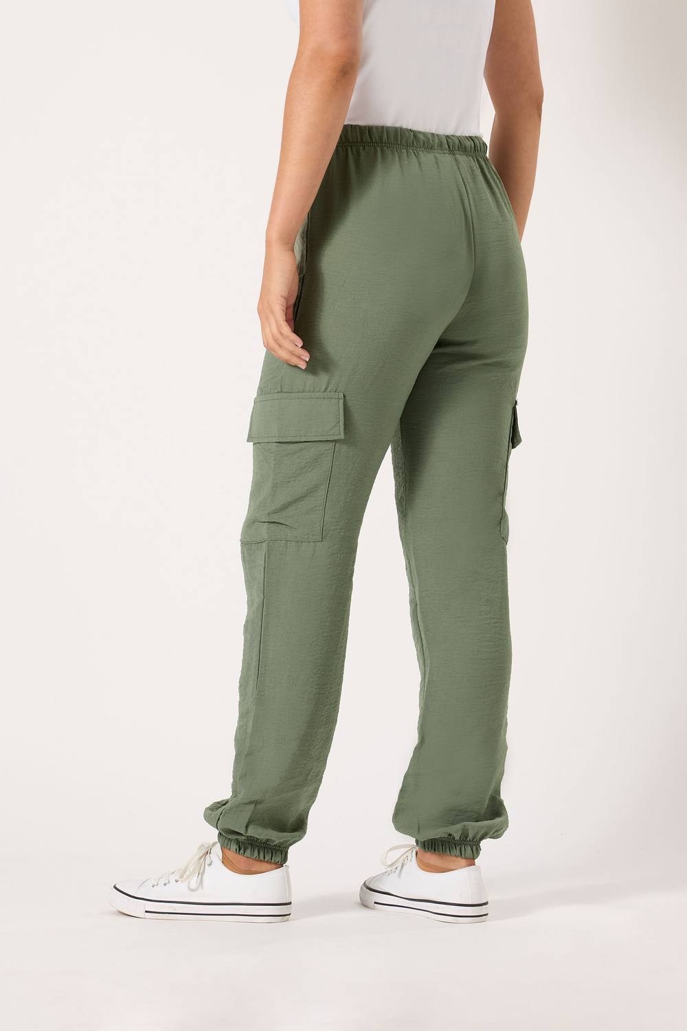 Long Tall Sally Tall Crepe Cargo Trousers In Green Long Tall Sally Tall Crepe Cargo Trousers In Green