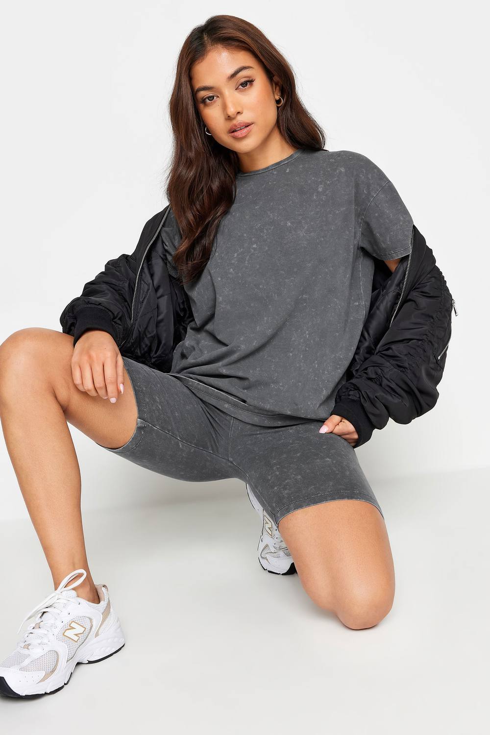 Pixiegirl Petite Acid Wash Shirt & Shorts Set In Grey Pixiegirl Petite Acid Wash Shirt & Shorts Set In Grey