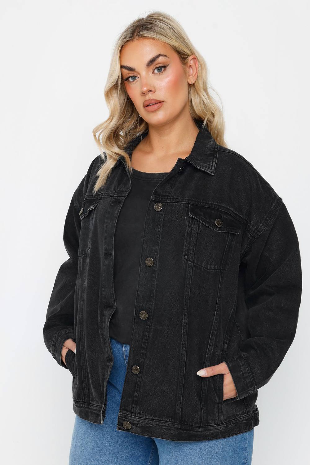 Yours Oversized Denim Jacket In Black Yours Oversized Denim Jacket In Black