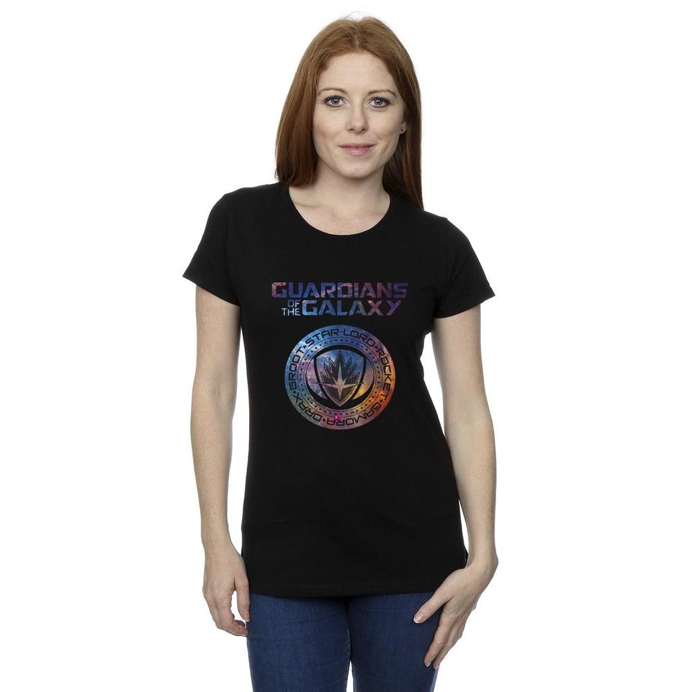 Marvel Guardians Of The Galaxy Stars Fill Logo Cotton Shirt In Black Marvel Guardians Of The Galaxy Stars Fill Logo Cotton Shirt In Black