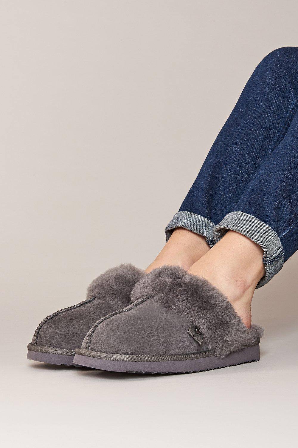 Moshulu ‘tiree’ Sheepskin Mule Slippers In Grey Moshulu ‘tiree’ Sheepskin Mule Slippers In Grey