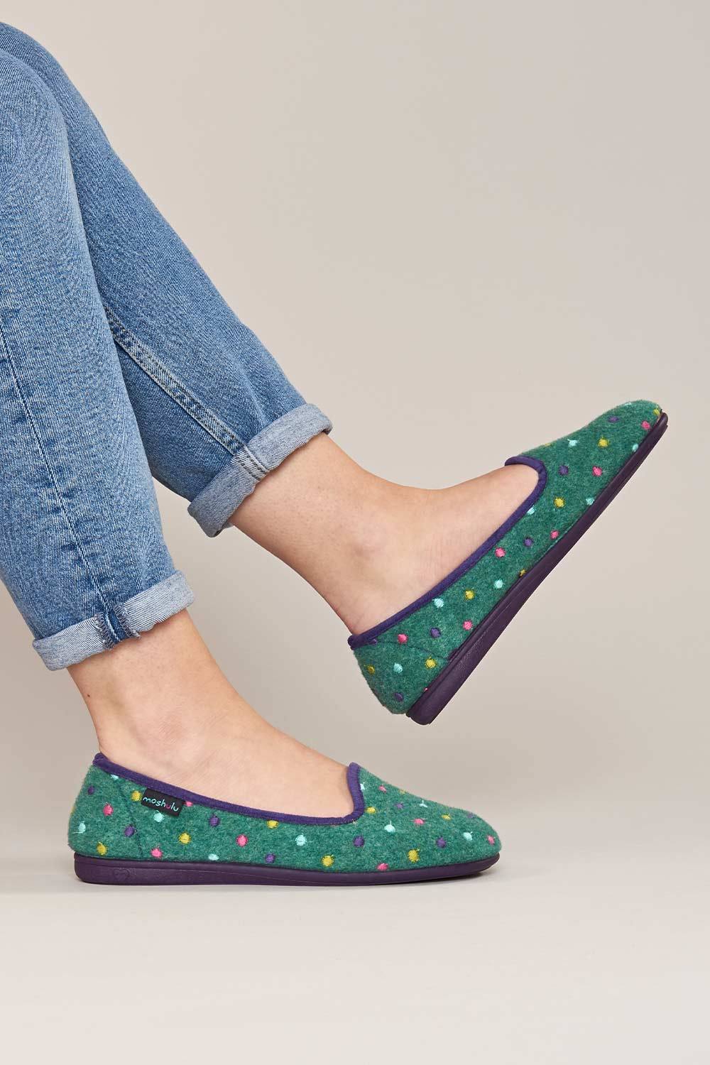 Moshulu ‘amaretti’ Ballerina Slippers In Jade Moshulu ‘amaretti’ Ballerina Slippers In Jade