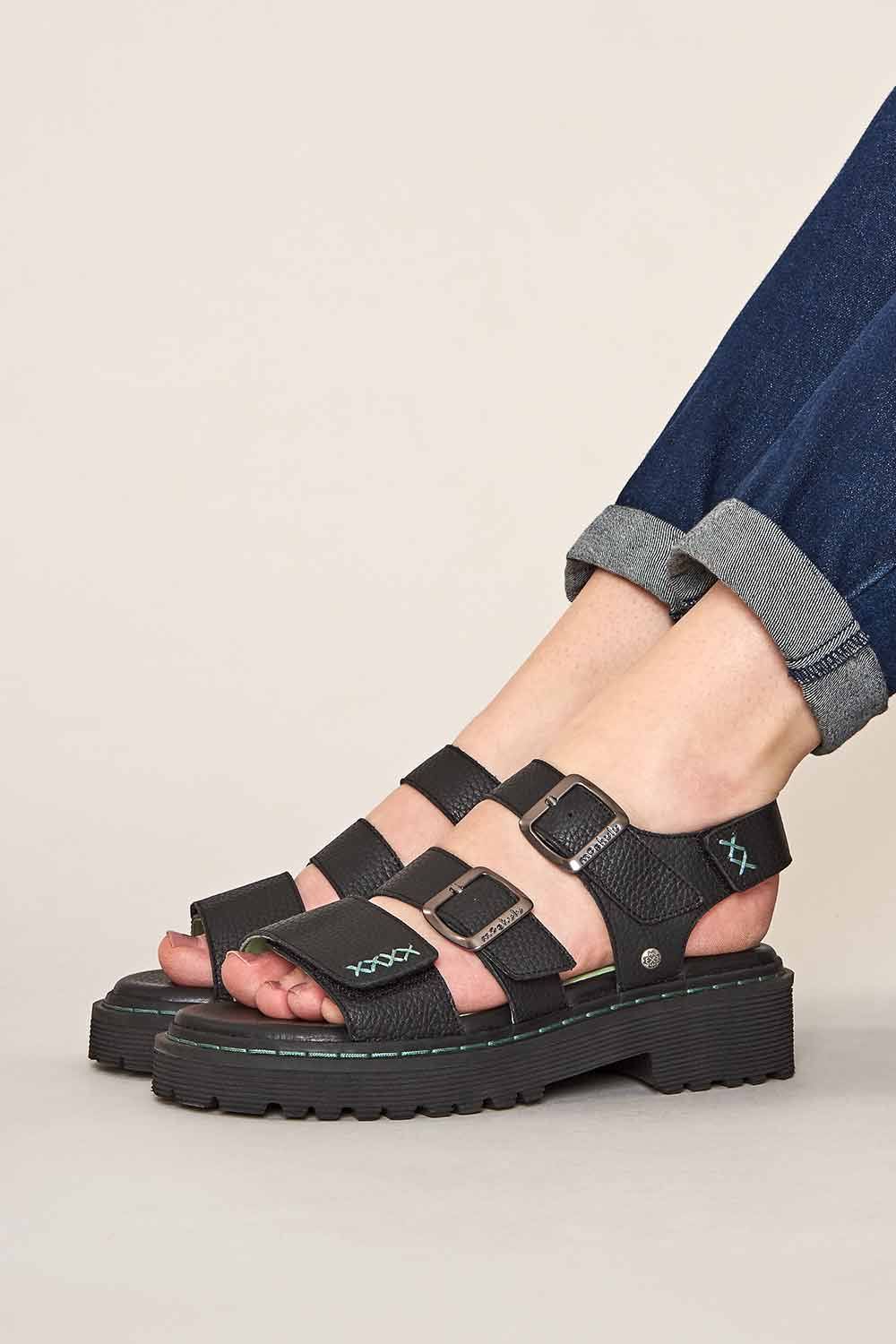 Moshulu ‘diantha’ Chunky Adjustable City Sandals In Black Moshulu ‘diantha’ Chunky Adjustable City Sandals In Black