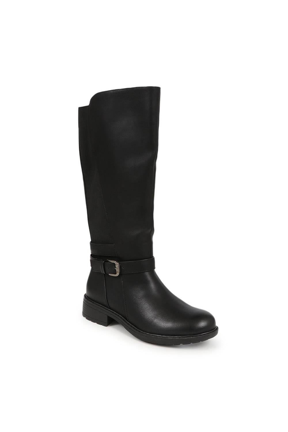 Pavers Wide Calf-Fitting Long Boots In Black Pavers Wide Calf-Fitting Long Boots In Black