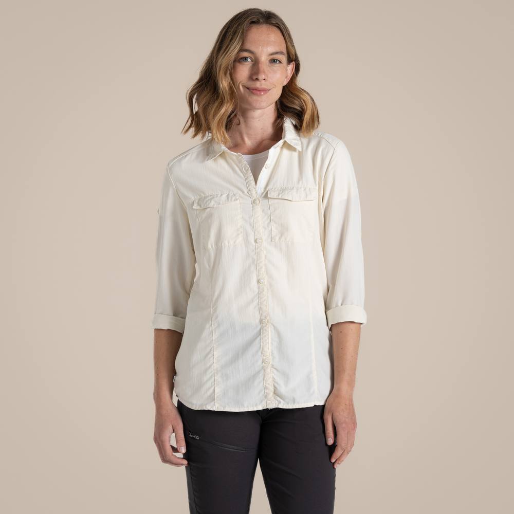 Craghoppers Nosilife Adventure’ Long Sleeved Shirt With Insect Repellent Technology In Ecru Craghoppers Nosilife Adventure’ Long Sleeved Shirt With Insect Repellent Technology In Ecru