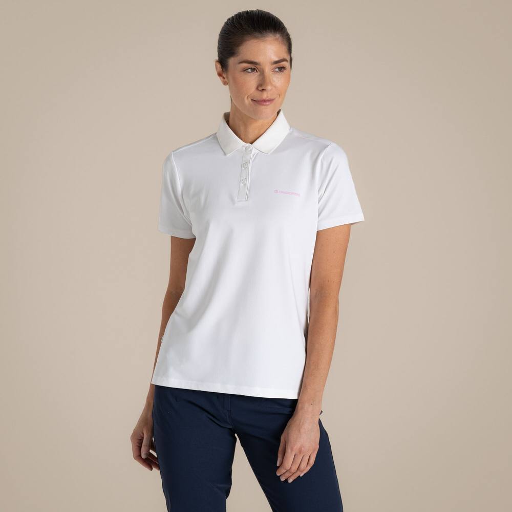Craghoppers Nosilife Thornbury Insect-Repellent Short Sleeved Golf Polo Shirt In White Craghoppers Nosilife Thornbury Insect-Repellent Short Sleeved Golf Polo Shirt In White