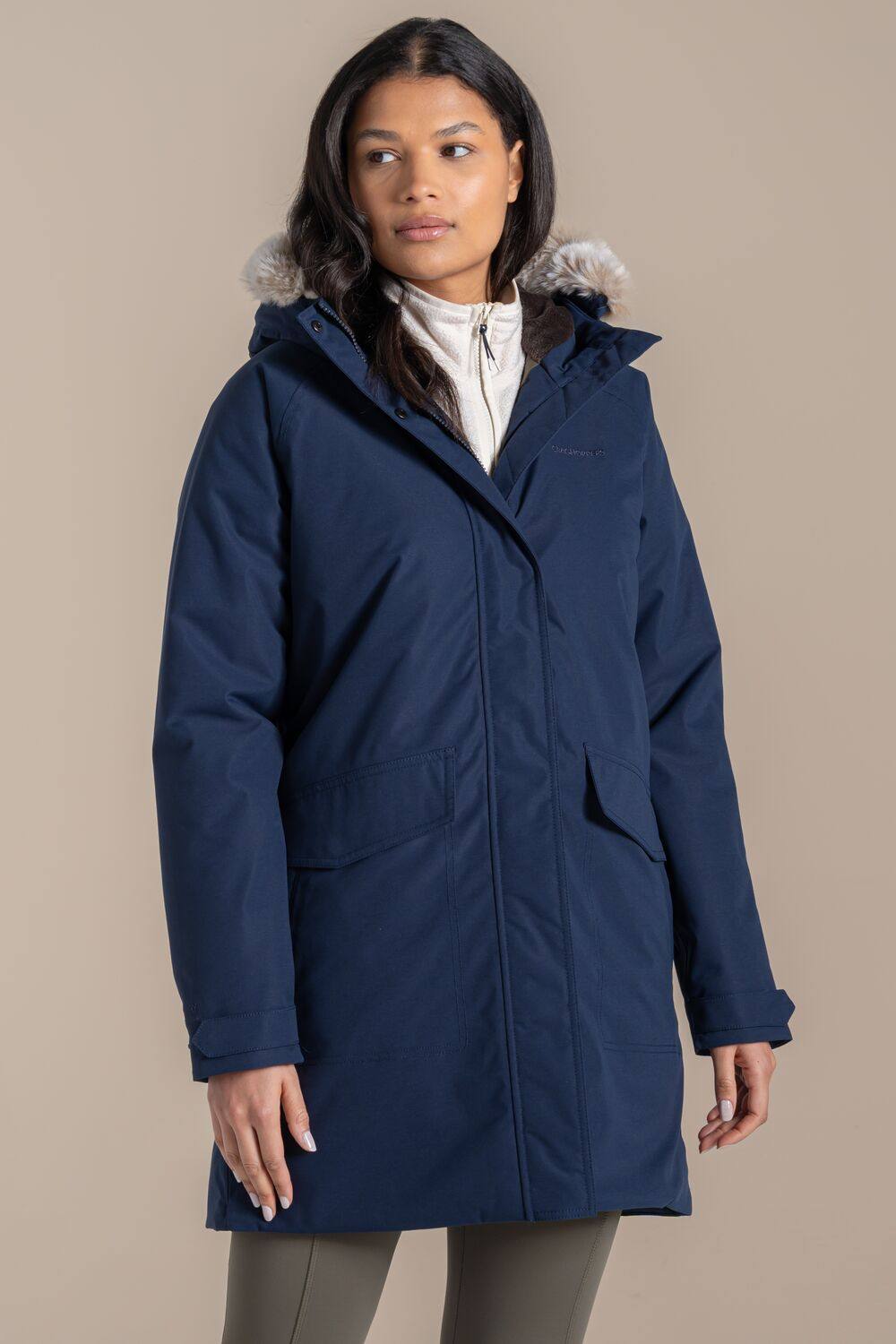 Craghoppers Sofia Hooded Waterproof Breathable Padded Insulated Jacket In Navy Craghoppers Sofia Hooded Waterproof Breathable Padded Insulated Jacket In Navy